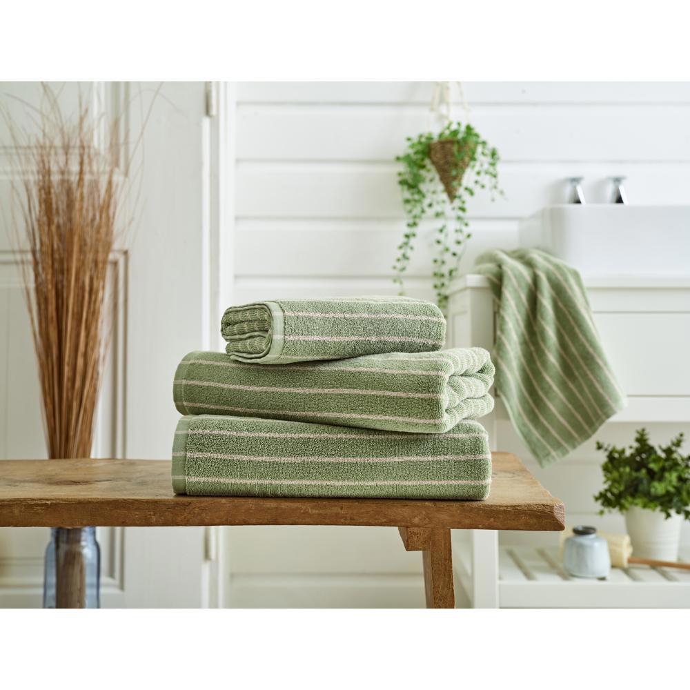 Deyongs Malmo Stripe Towel Sage Biscuit